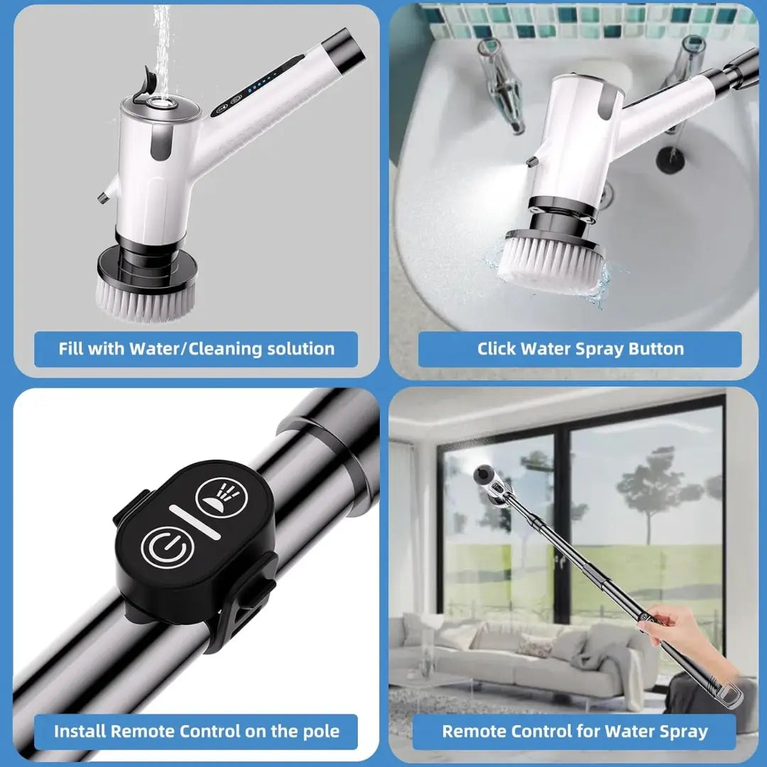 Electric Spin Scrubber - 8-in-1 Rechargeable Wireless Cleaning Brush