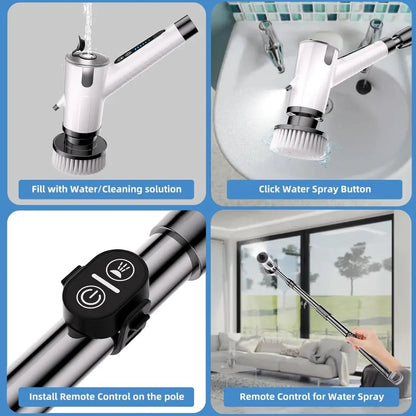 Electric Spin Scrubber - 8-in-1 Rechargeable Wireless Cleaning Brush