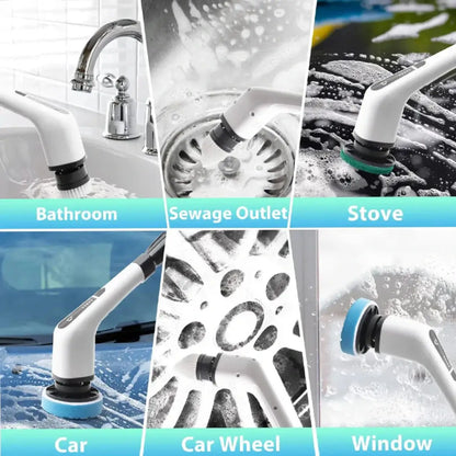 Electric Spin Scrubber - 8-in-1 Rechargeable Wireless Cleaning Brush