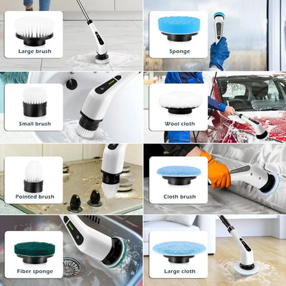 Electric Spin Scrubber - 8-in-1 Rechargeable Wireless Cleaning Brush